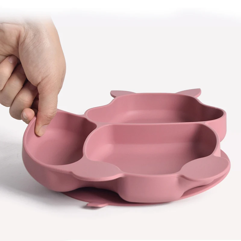 Набор силиконовых тарелок для детей с мультяшным рисунком нескользящая тарелка