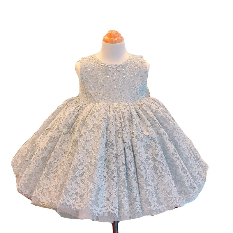 Одежда для маленьких девочек с бантом кружевное платье новорожденных крещения