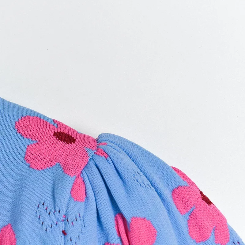 Жаккардовая трикотажная женская футболка с цветочным принтом топы вырезами лето