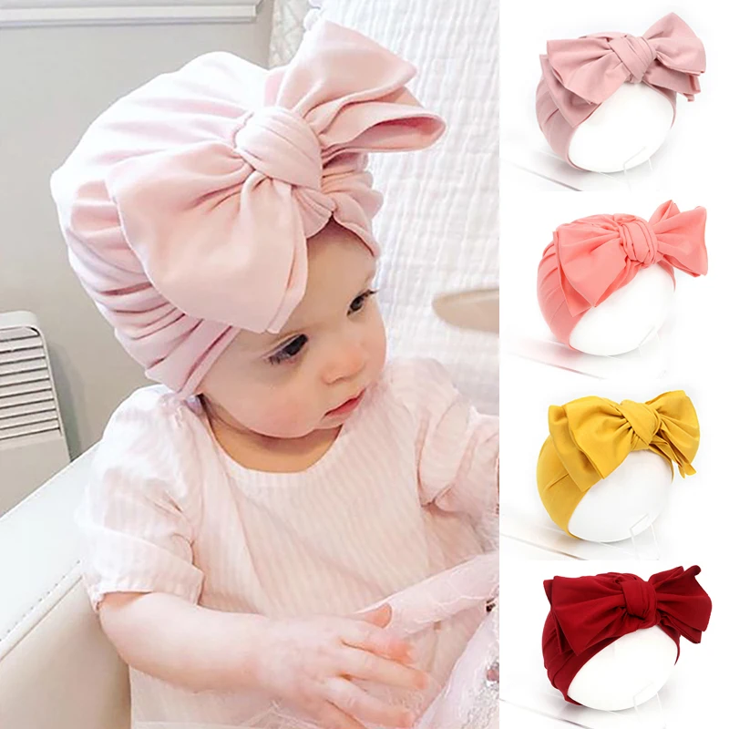 Шапка-бини с большим бантом для детей мягкая шапочка девочек реквизит фотосъемки