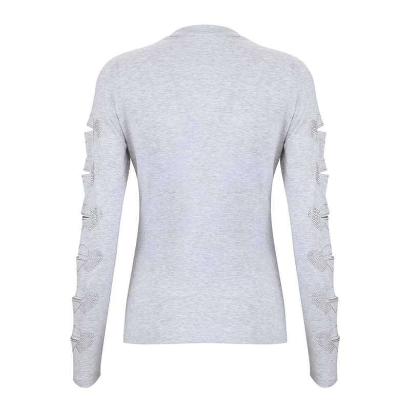 

New Sexy Women Long Sleeve Blouse Shirt Casual Hollow Sequined Pullover Hole Sleeve Tops Sweatshirt Blouse Shirt