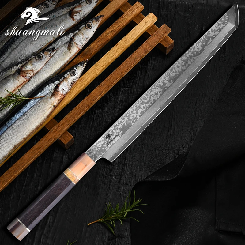 11 дюймов японский нож шеф повара сашими VG10 Damascus Yanagiba ножи для филе Кливер