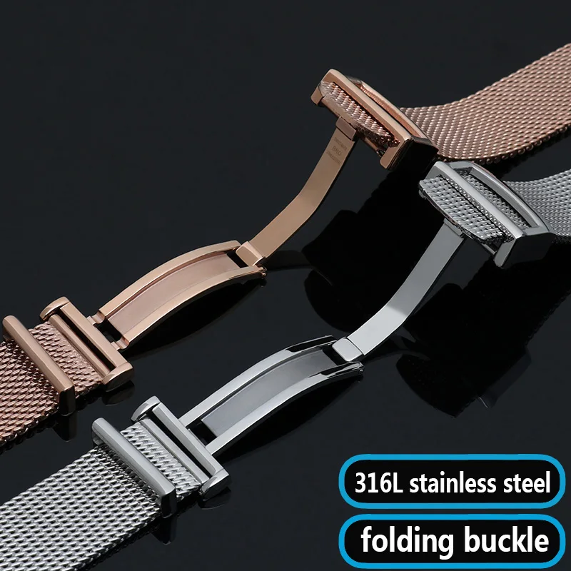 Watch Accessories Folding Clasp 20mm 22mm Milanese Stainless Steel Mesh Watch band Best For IWC PORTOFINO FAMILY Series Strap