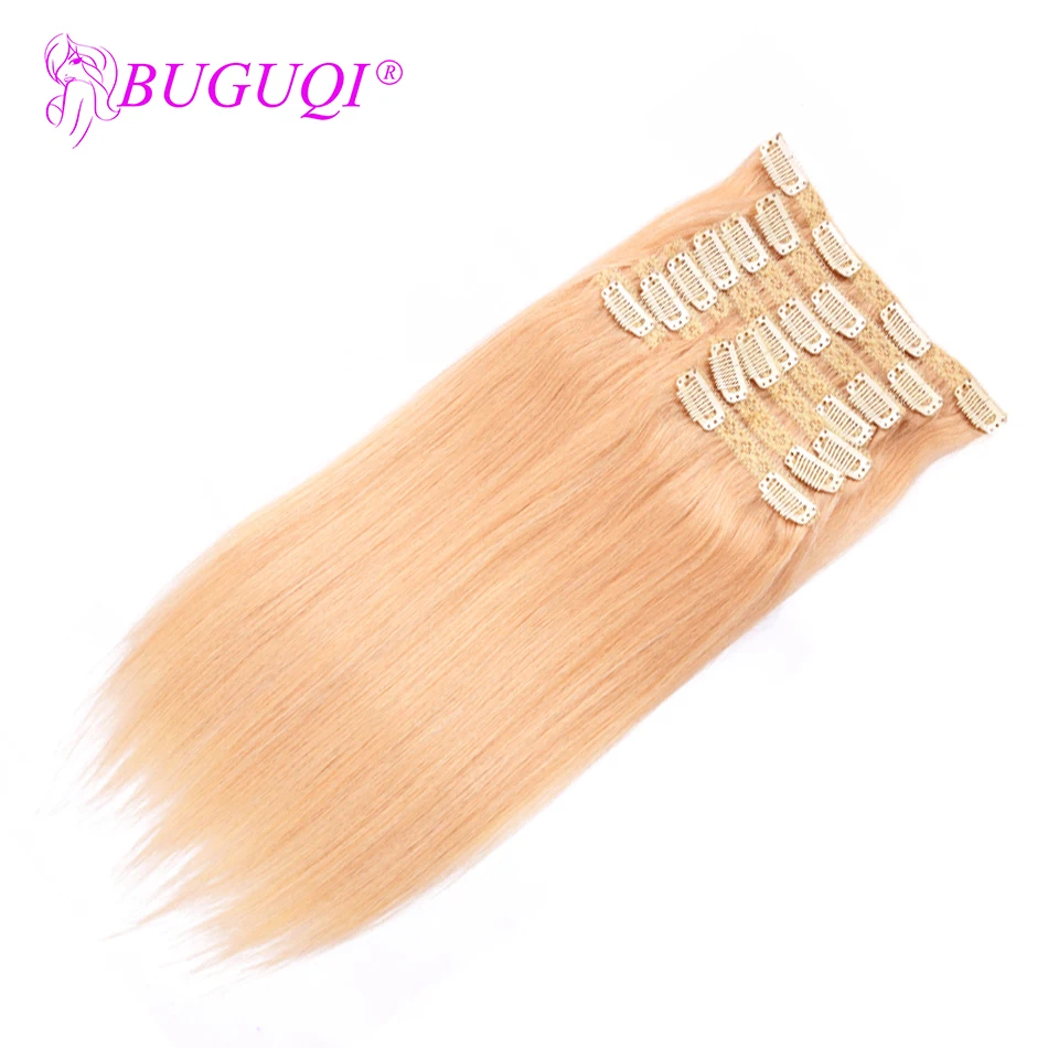 BUGUQI волосы на заколках для наращивания человеческих волос малазийские #22 Remy 16 26