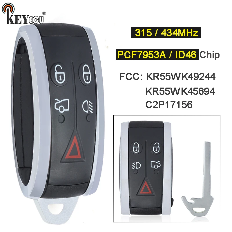 KEYECU 315 МГц/434 МГц C2P17156 KR55WK49244 KR55WK45694 умный 5 кнопочный дистанционный смарт ключ