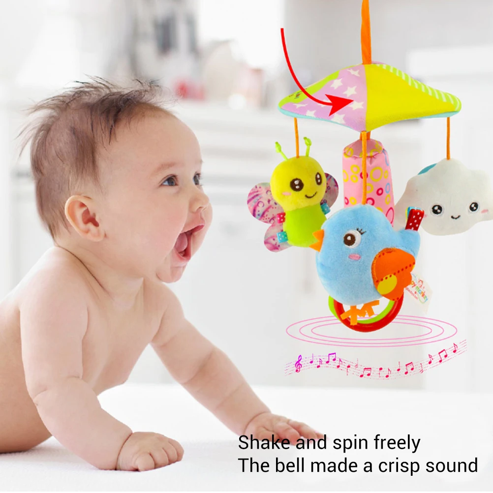 Детская погремушка для кровати с мультяшным животным вращающаяся детской