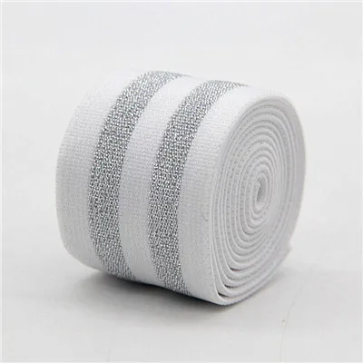 white silver 4cm 5 см 4 см резинки золотые серебряные полосы резинка 40 мм 50 мм пояс для одежды брюки Швейные аксессуары DIY 1 м - Цвет: white silver 4cm