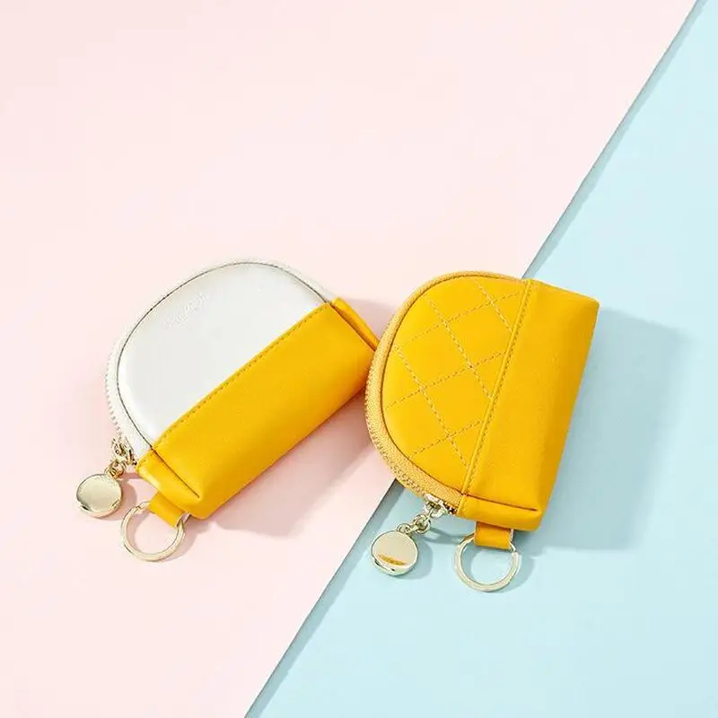 

Популярный новый креативный кошелек с губной помадой, милый женский кошелек в стиле пэчворк, маленький брелок для монет, клетчатый короткий...