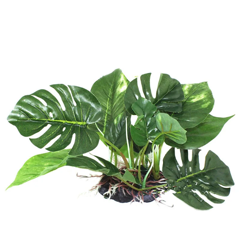 

Artificial Green Leaves Fake Plastic Plants Plastic Aquarium Ornament Fish Tank Decor