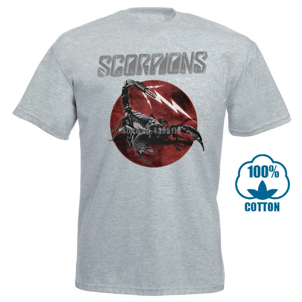 Серый Скорпионов логотип рубашка Размеры S, M, l Xl XXL футболки официальный Rock Band футболка - Цвет: Серый