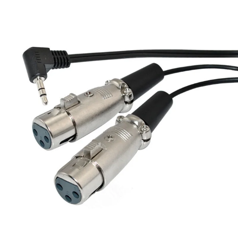 Новый 2XLR 3-контактный разъем для правого угла 1/8 XLR3F 90 градусов 3,5 мм звук TRS для камеры DV/микрофона/усилителя/микрофона