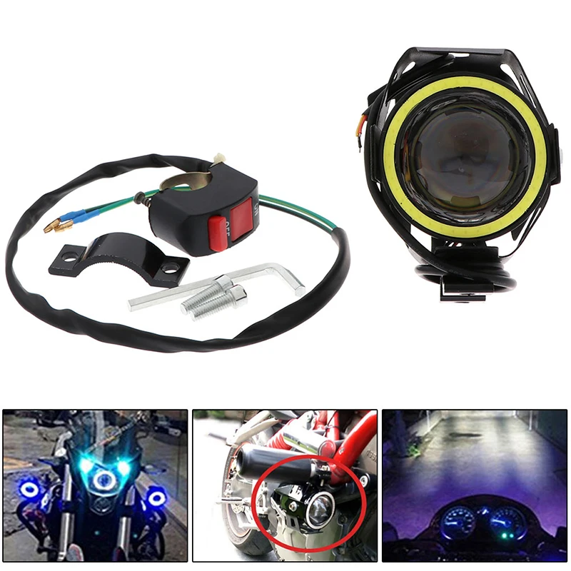

1 Set U7 Motorcycle Headlight Angel Eyes Light LED Fog Spotlight + Switch Kits