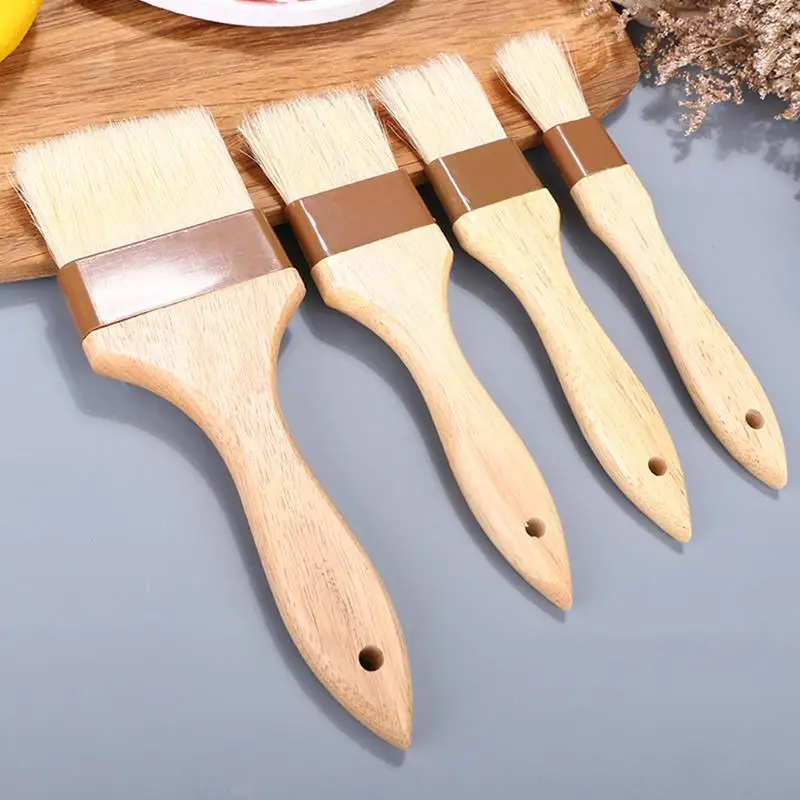 

3Pcs Wooden Oil Brush Kitchen Brush Barbecue Oil Brush Handle Brushes Baking Brush Kitchen Cooking Brush Cocina Accesorio