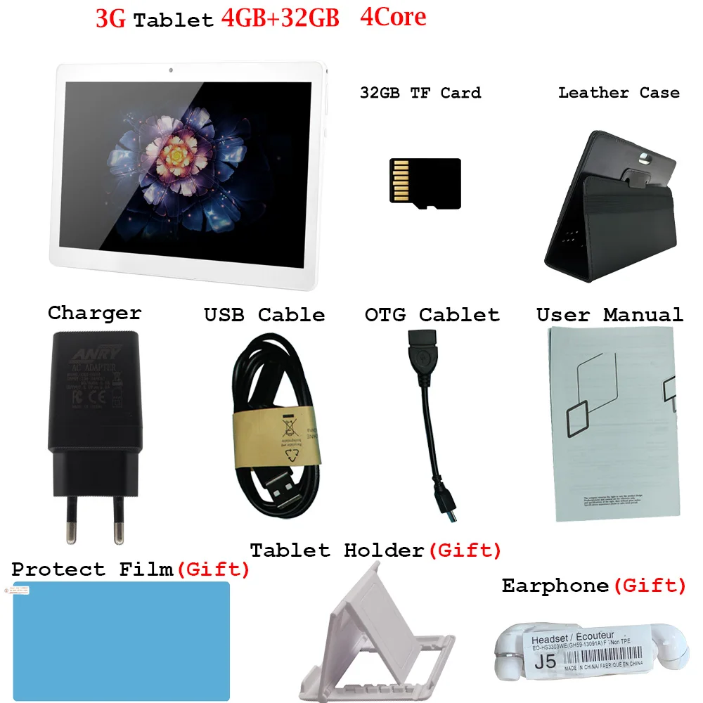 Add Case 32GB TF ANRY Tablet 10 дюймов планшетный ПК 4 ГБ/32 ГБ Android 7,0 четырехъядерный 3g телефон, планшет на OC Android 1280*800 ips Tab двойная камера ПК планшет 10,1 - Комплект: Add Case 32GB TF