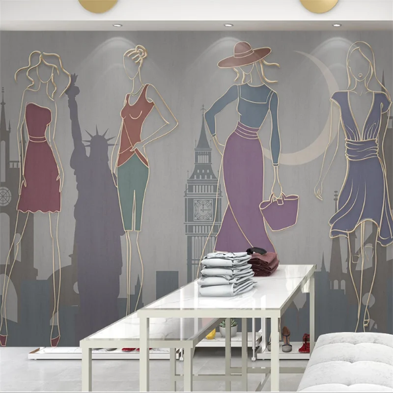 wellyu Customized large 3d wallpaper modern minimalist light luxury city building character model tooling background wall | Обустройство