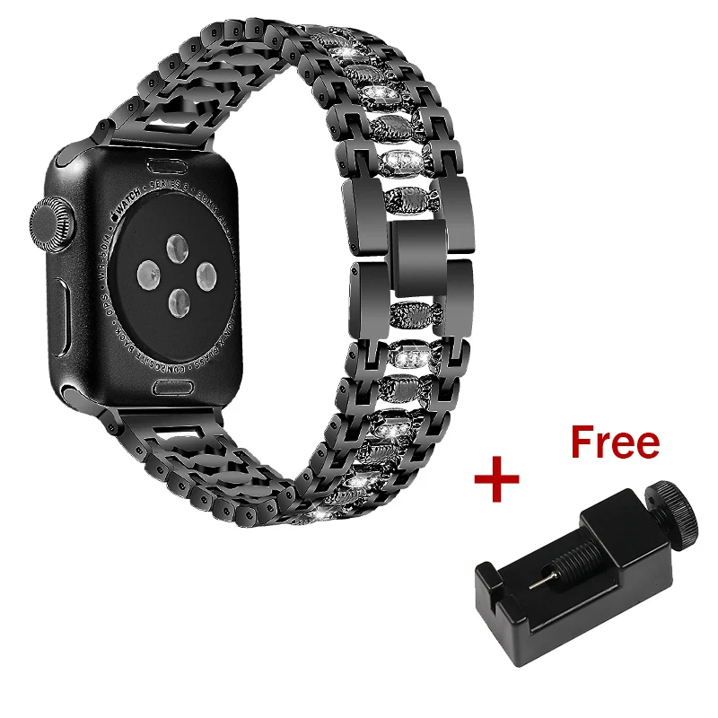 Black Ремешок Joyozy из нержавеющей стали для Apple Watch, серия 5, ремешок 40 мм, 44 мм, 38 мм, 42 мм, ремешок для часов, браслет, аксессуары для iWatch 4/3/2 - Цвет ремешка: Black