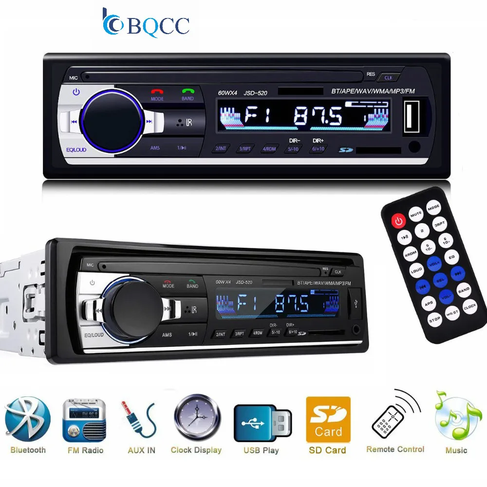 Автомагнитола 1din автомобильный стерео плеер Bluetooth аудио музыкальный MP3 FM Радио Aux