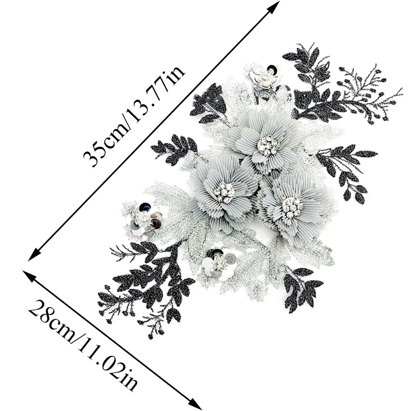 Вышивка 3D цветок кружевной воротник DIY Кристалл декольте одежды мотив дизайн