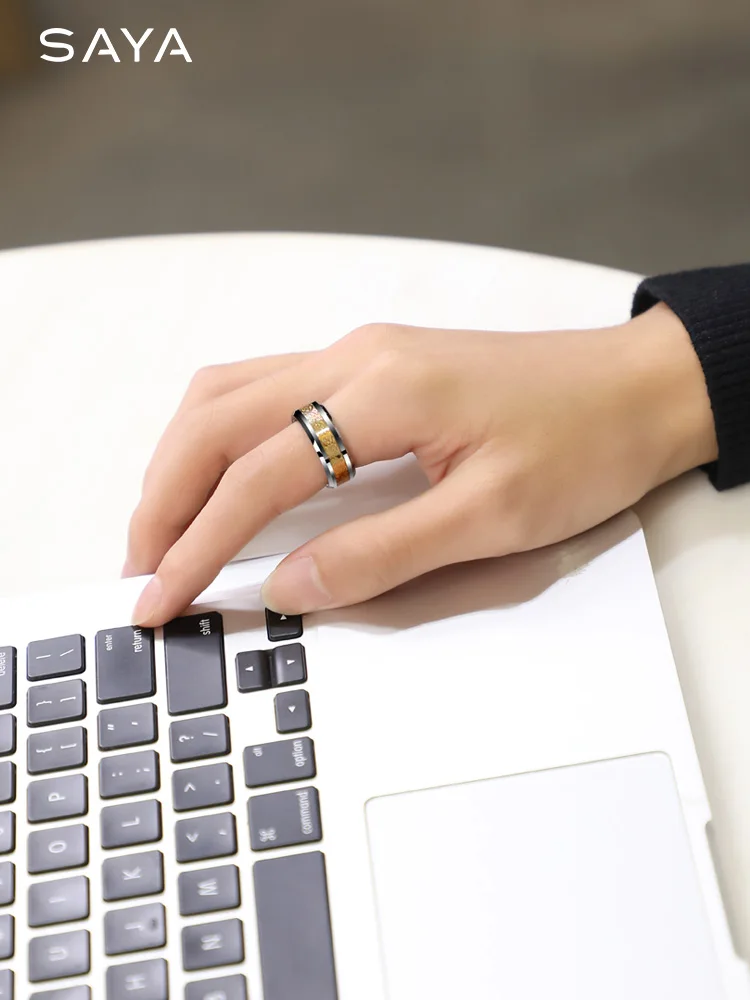 Ring for Men, Tungsten Dragon Pattern Ring, 8mm Width Band High Polished for Wedding, Free Shipping, Customized