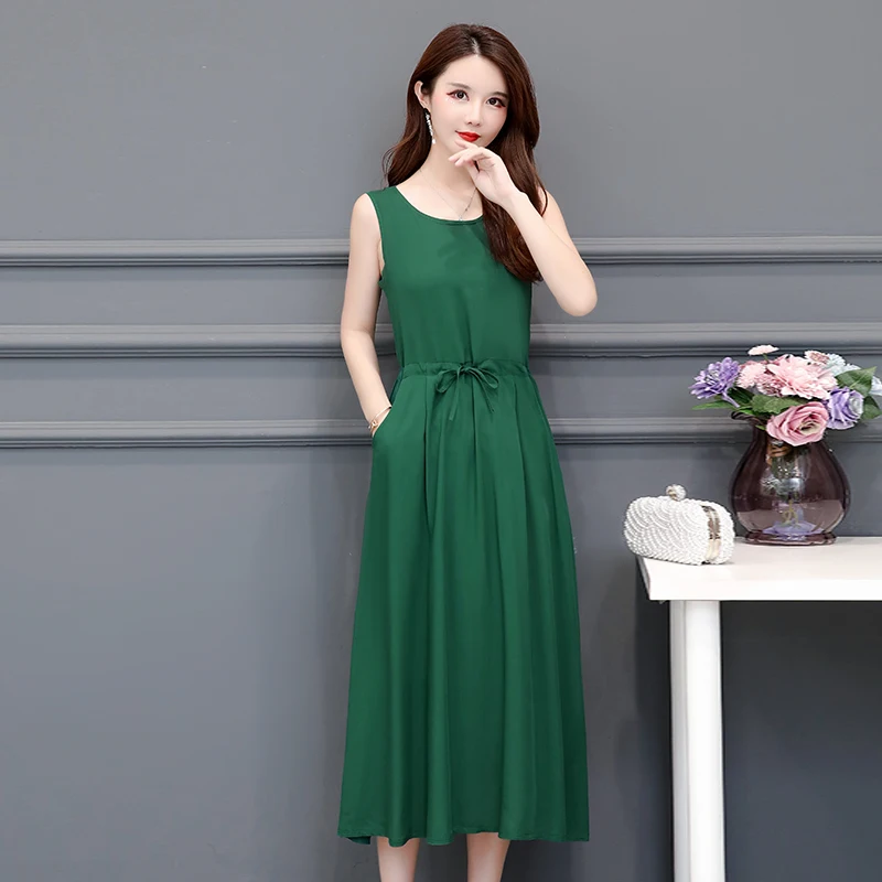 Женское платье без рукавов Лето 2020 Новые повседневные праздничные Длинные