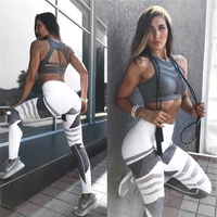 women seamless yoga set tops pants sportswear gym workout running fitness digital print stretch leggings bra