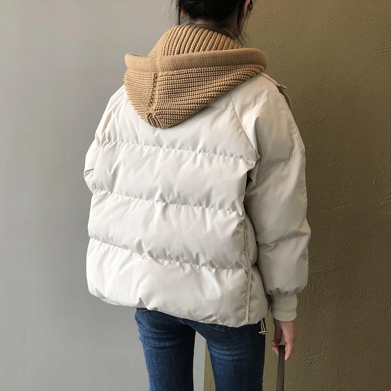Parka Jacket Women 2021 New Winter Overcoat Female Basic Korean Style Casual Beige Hooded Padded Autumn Women's Puffer Clothing