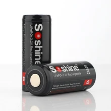 1 пара совершенно новых перезаряжаемых батарей Soshine LifePO4 26650 3 2 в
