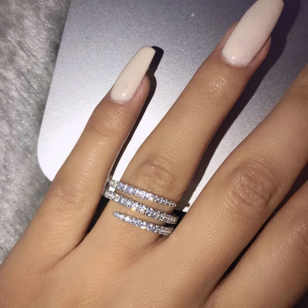 Роскошные женские свадебные кольца набор модные Заполненные ювелирные изделия