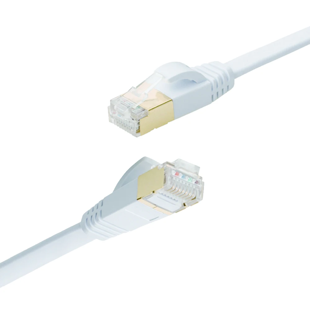 Белый Ethernet Кабель Cat 7 Cat7 плоский сетевой Соединительный кабель RJ45 экранированный