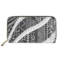 customized image women leather wallet polynesian tribal style wholesale price pu zipper purse phone cash coin card holder