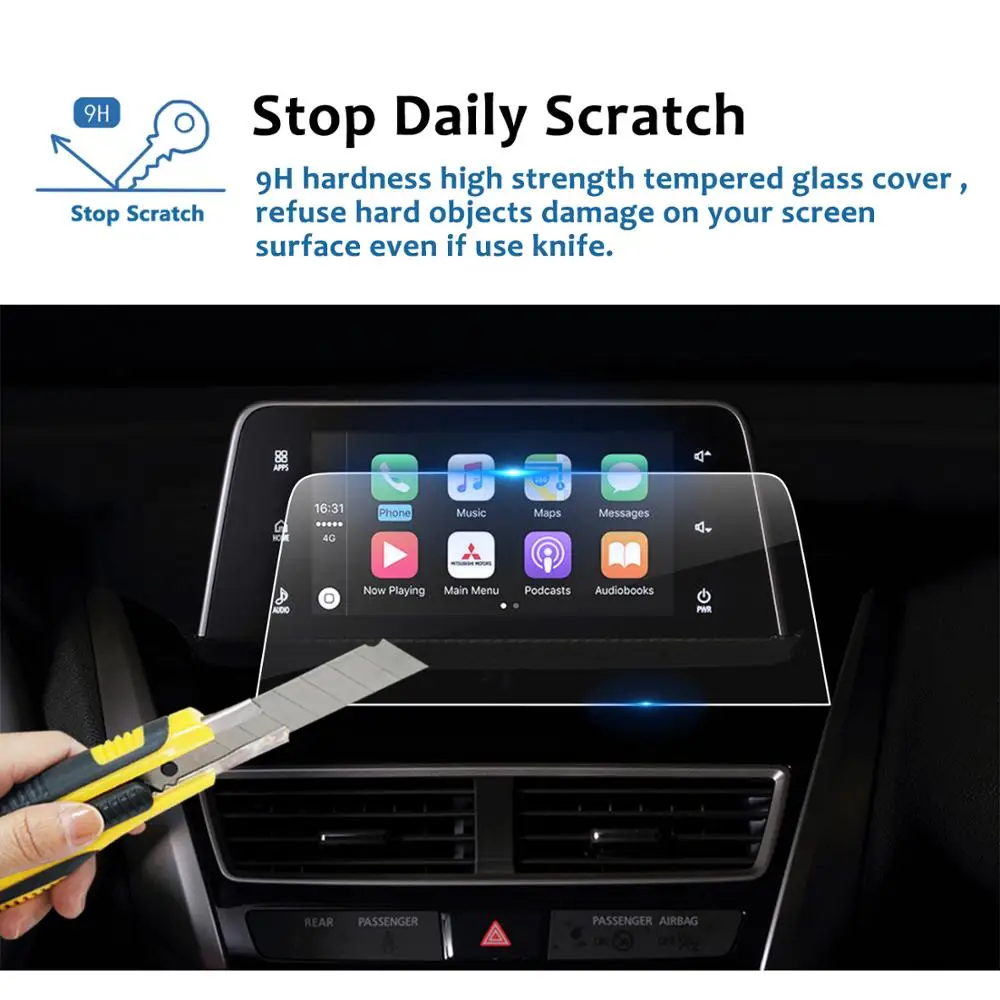 lfotpp for eclipse cross 7 inch 2018 car navigation display tempered glass screen protector auto interior protective sticker free global shipping