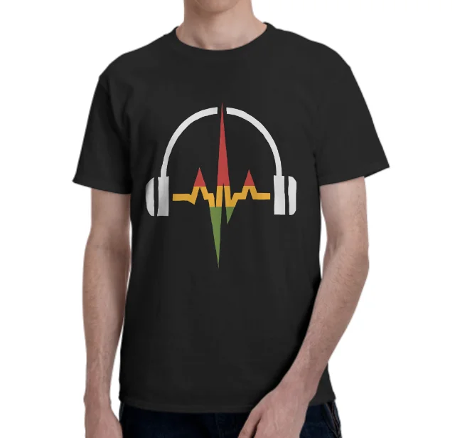 

Rasta Headphones And Music Wave Tshirt