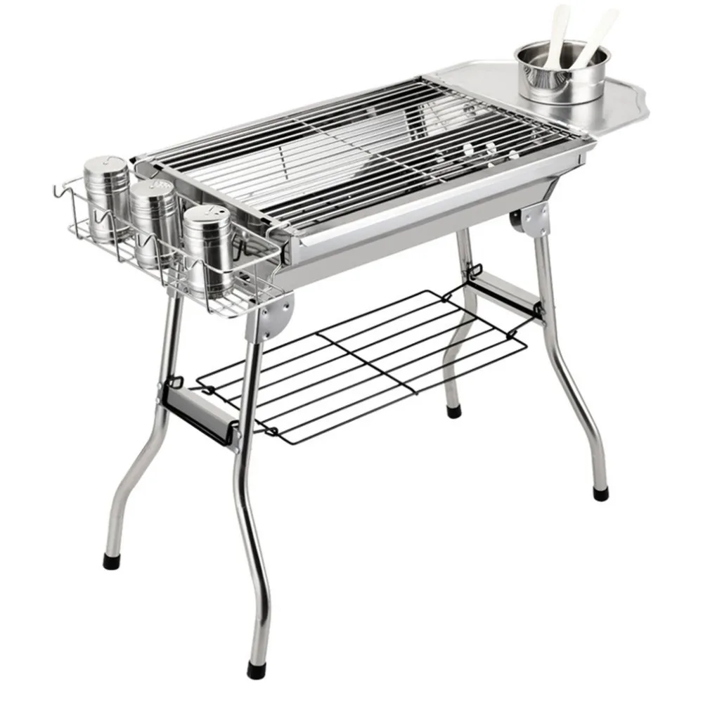 

Sanbo Store High quality bbq cookware gilded stainless steel foldable for outdoor barbecue A0003