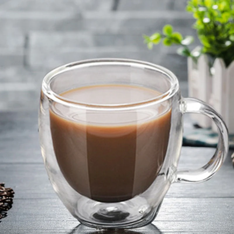 

Transparent Glass Coffee Cup Milk Whiskey Tea Beer Double Creative Heat-resistant Healthy Environmental Protection Glass B200130