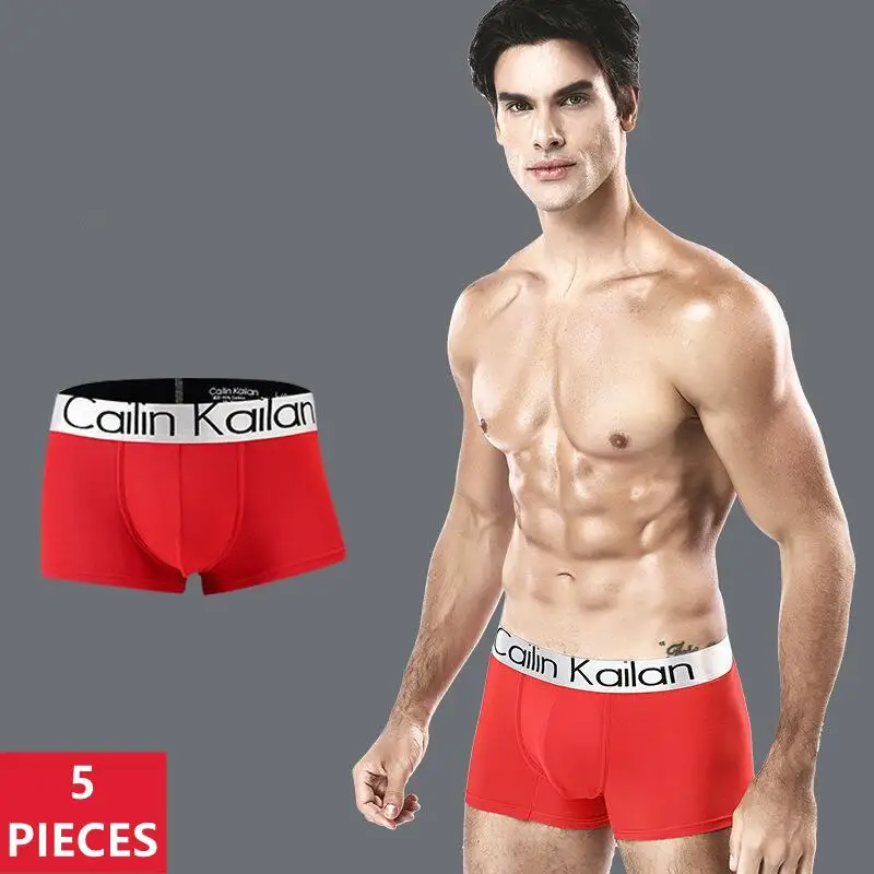

5Pcs Breathable Seamless Men's Boxer Underwear Letter Printing Boxershorts Comfortable 3D Pouch Shorts Male Panties Lingerie