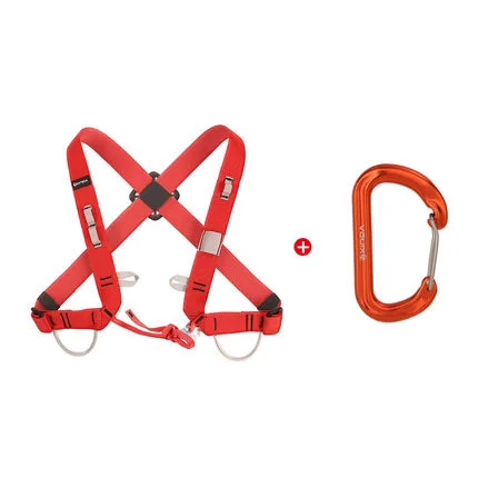 red-carabiner XINDA Camping Ascending Decive плечевые пояса Регулируемый SRT нагрудный ремень безопасности жгуты скалолазание Безопасность Защита выживания - Цвет: red-carabiner