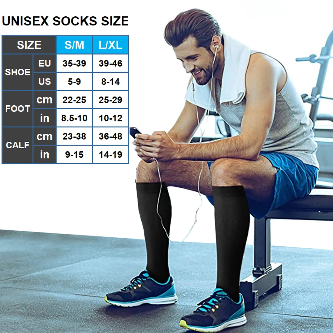 4 Pairs Compression Stockings Socks Pack Women Men 15-20mmHg Circulation Support Running Sport Marathon Cycling Varicose Veins