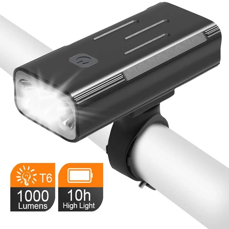 

Super Bright 1000LM T6 Bike Light USB Charging Bicycle Front Light 5200mAh LED MTB Headlight Lantern 5 Mode Cycling Flashlight
