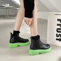 2021 hot sale women ankle boots fashion trend platform shoes for women pu leather slip on chelsea boots casual femaleshoesboots