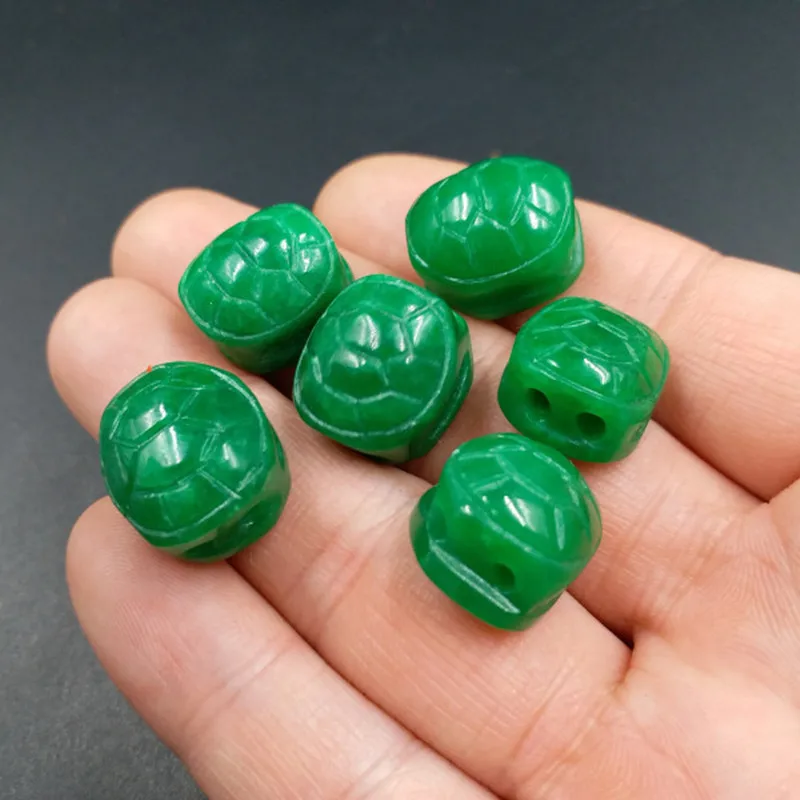 

5PC Natural Green Tortoise Jade Bead Bracelet Accessories DIY Bangle Charm Jewellery Fashion Hand-Carved Luck Amulet