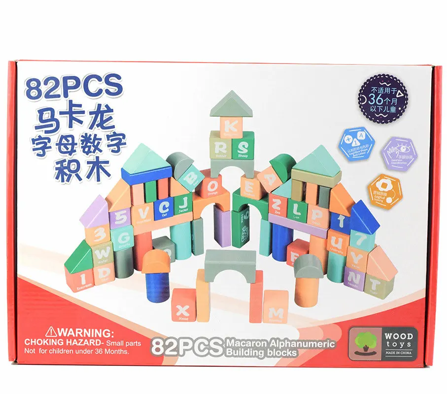 82 шт. детский Деревянный конструктор Макарон|Деревянные конструкторы| |
