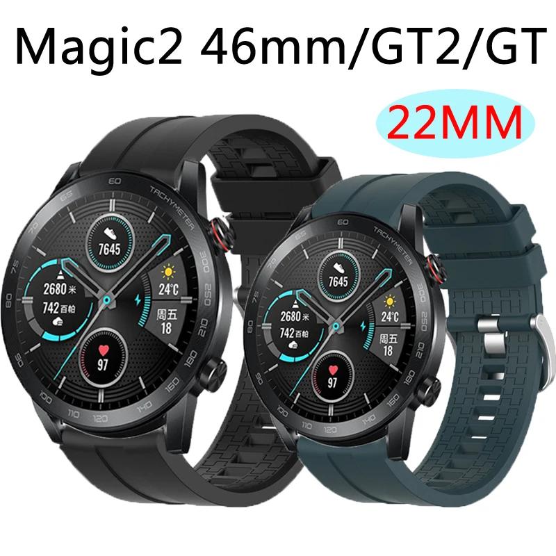 22 мм ремешок для часов Huawei GT2 46 мм/HONOR Magic2 мм/gt2e силиконовый спортивный браслет quik