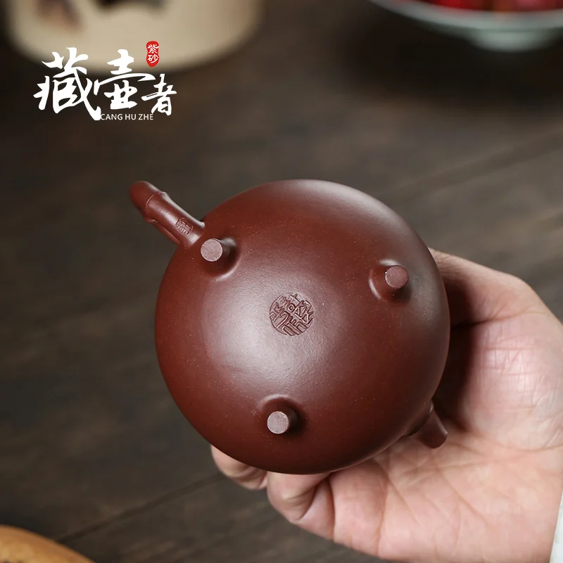 

pot of yixing are recommended by the high pure manual teapot tea qing three foot round bamboo pot of of bottom chamfer
