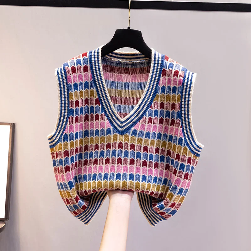 

Жилет женский вязаный с V-образным вырезом, осень 2021