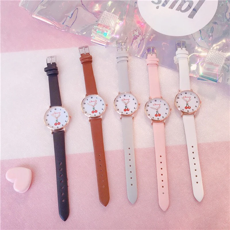 Часы Детские кварцевые с кожаным ремешком милые повседневные для девочек