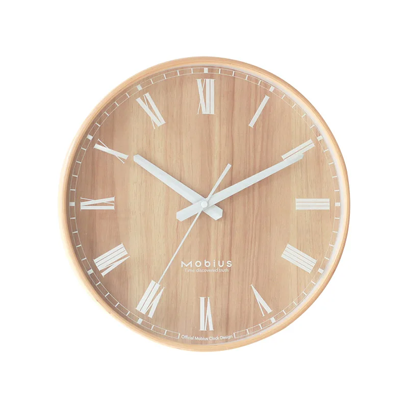 

Nordic Original Wooden Mute Creative Living Room Hanging Clock Fashion Simple Study Clock round Home Wall Clock