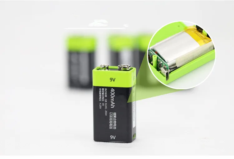 ZNTER 6 шт 9V 400 мА/ч литий li-po литий-ионная аккумуляторная батарея + Кабель micro usb для