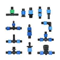 20pcs 16mm drip tape connectors tee elbow end plug coupler water splitter with lock nut drip irrigation joint 12 34 thread