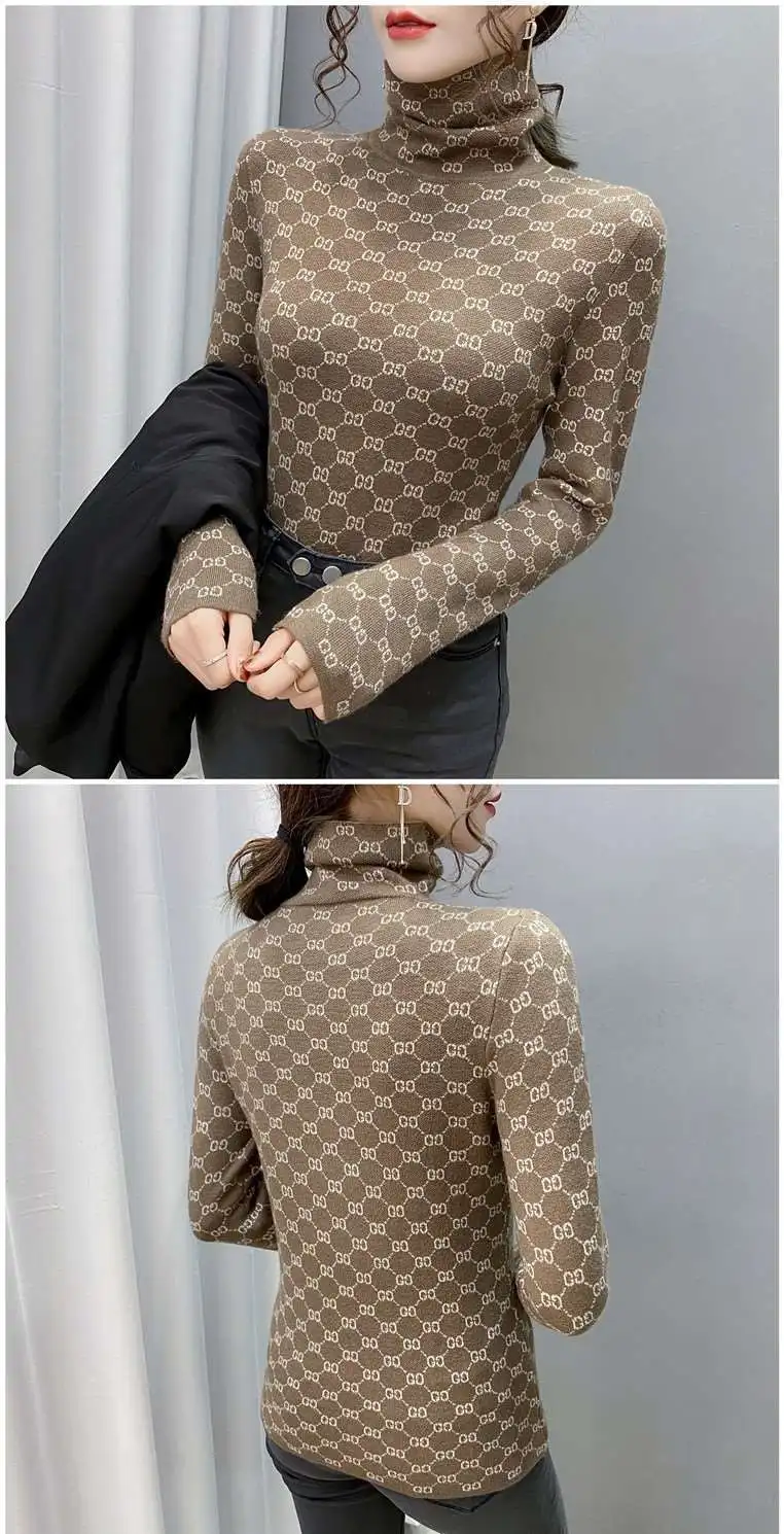 

Spring and Autumn Turtleneck Sweater Women's New Interior Long Sleeve Knit Top