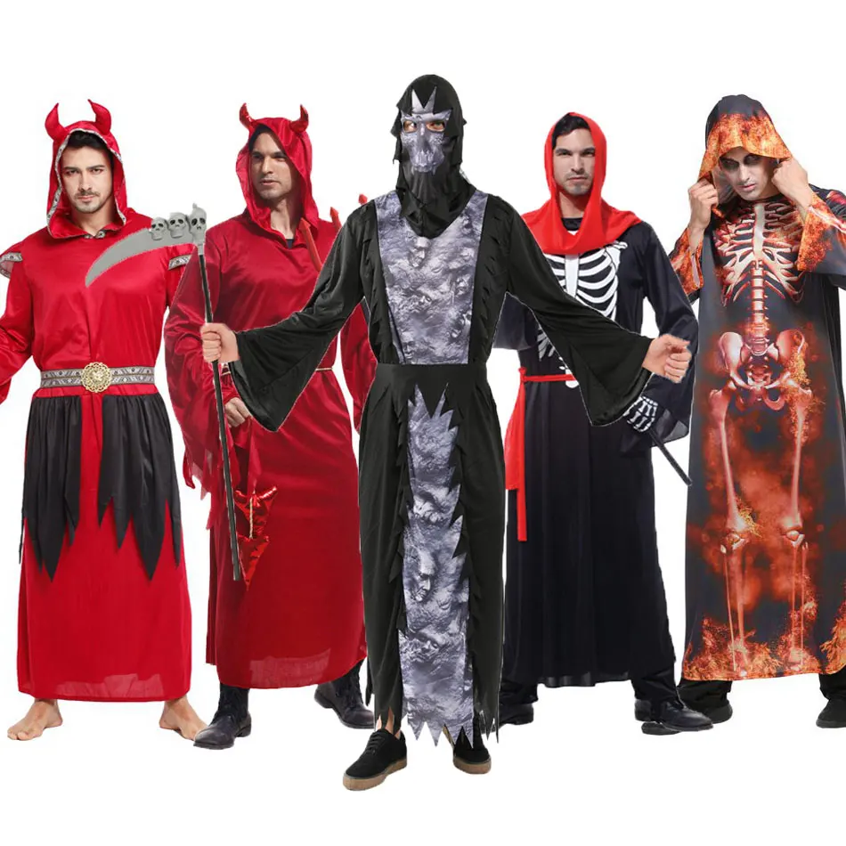 

Umorden Adult Men Evil Demon Devil Costume Grim Reaper Cosplay Robe Halloween Purim Carnival Party Costumes Fancy Dress Women